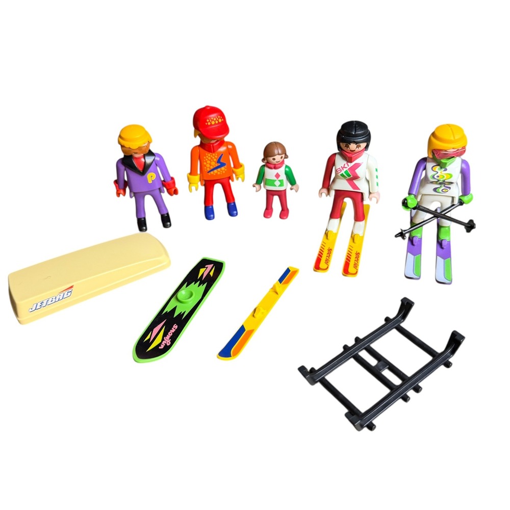 Vintage Playmobil‎ Ski Snowboard Figure Lot with Accessories Jetbag 5 Figures